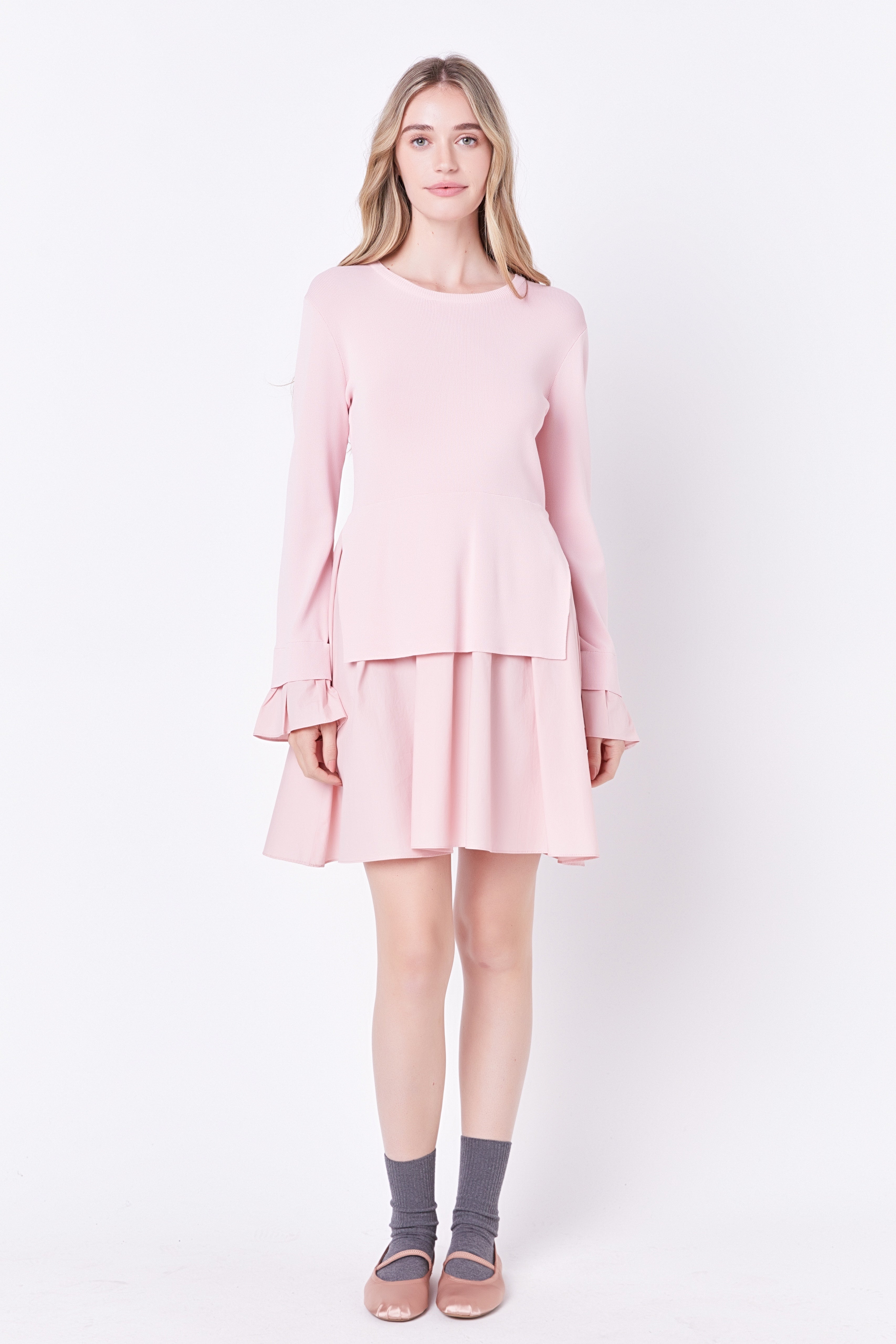Poplin Combo Knit Dress English Factory Poplin Combo Knit Dress English Factory