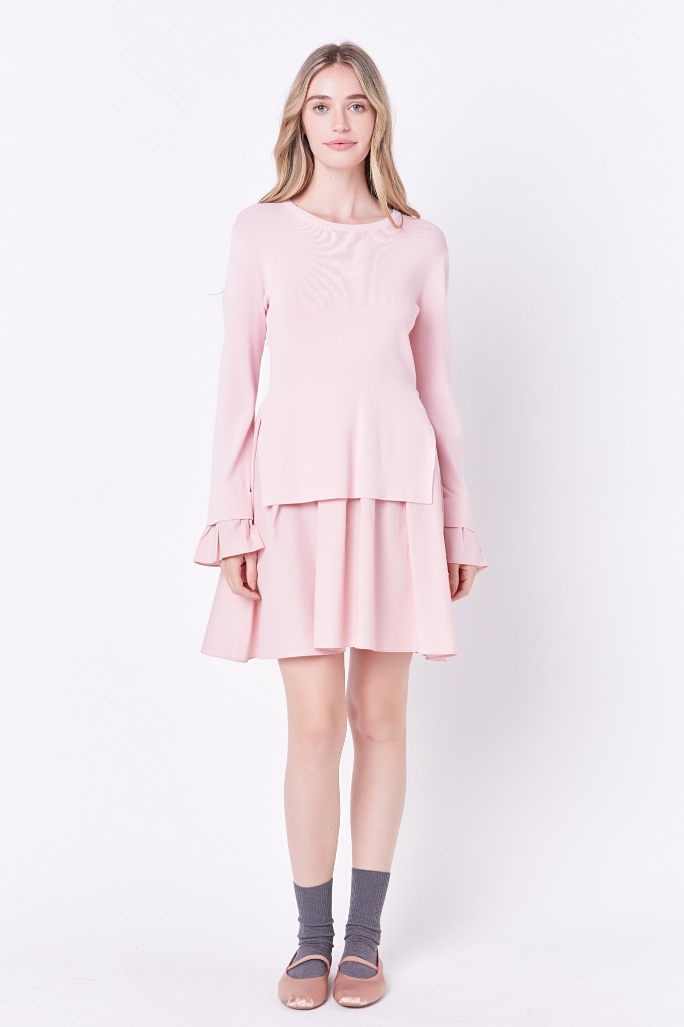 Poplin Combo Knit Dress English Factory