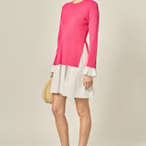 Poplin Combo Knit Mini Dress