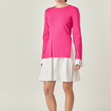 Poplin Combo Knit Mini Dress
