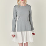 Poplin Combo Knit Mini Dress