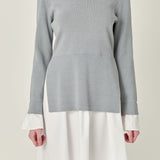 Poplin Combo Knit Mini Dress