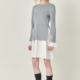 Poplin Combo Knit Mini Dress