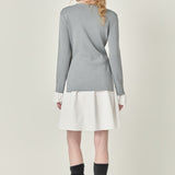 Poplin Combo Knit Mini Dress