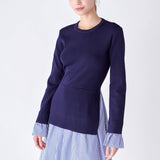 Poplin Combo Knit Mini Dress