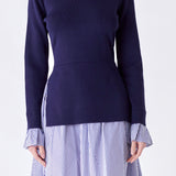 Poplin Combo Knit Mini Dress