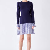 Poplin Combo Knit Mini Dress