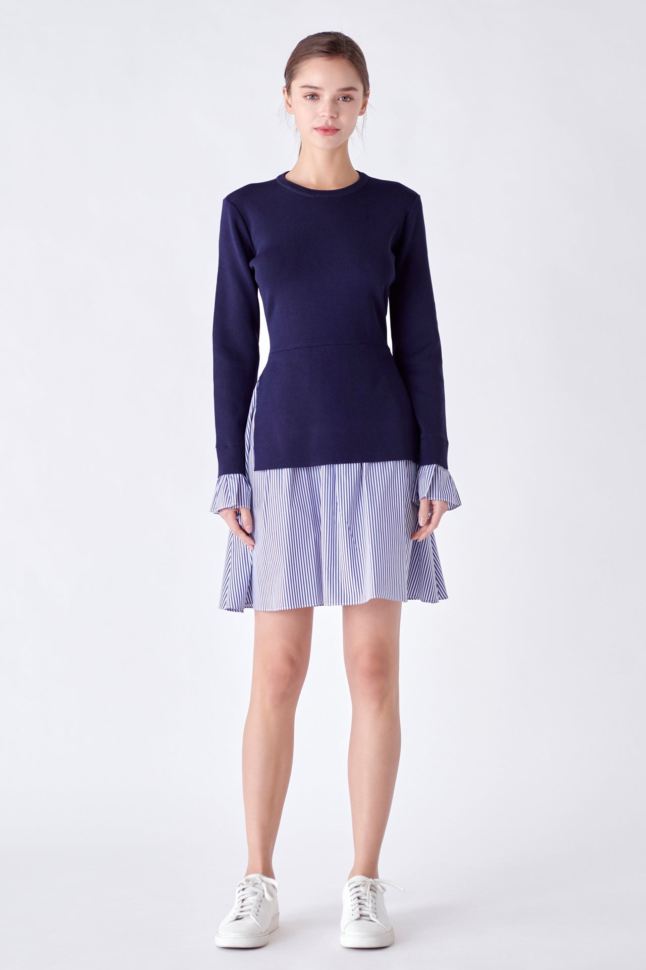 Poplin Combo Knit Mini Dress Poplin Combo Knit Mini Dress