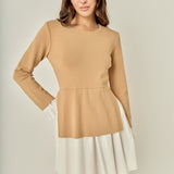 Poplin Combo Knit Mini Dress