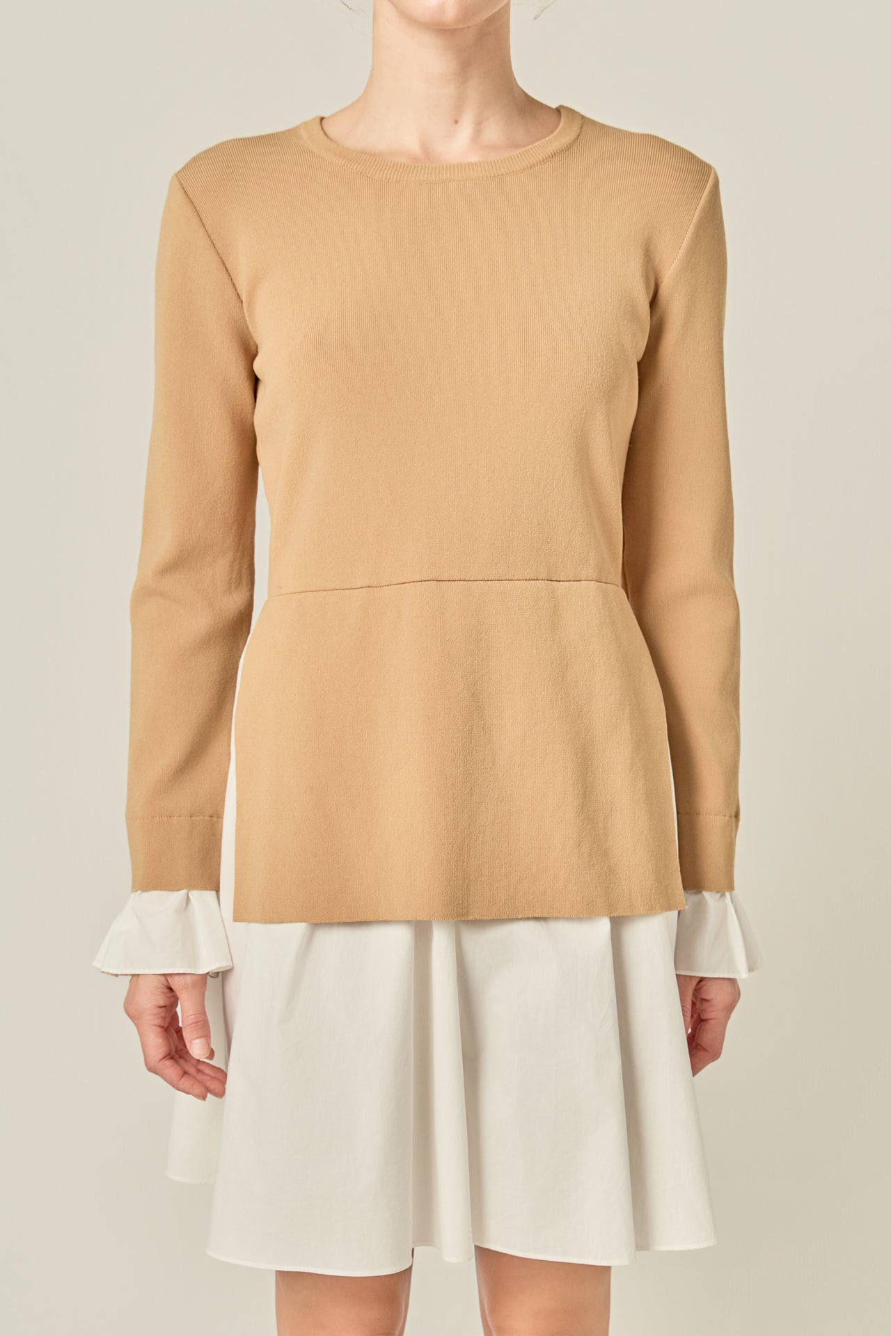 English Factory - Poplin Combo Knit Dress White / S English Factory - Poplin Combo Knit Dress White / S