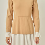 Poplin Combo Knit Mini Dress