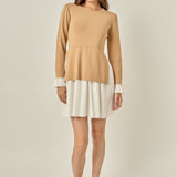 Poplin Combo Knit Mini Dress