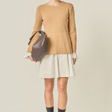 Poplin Combo Knit Mini Dress