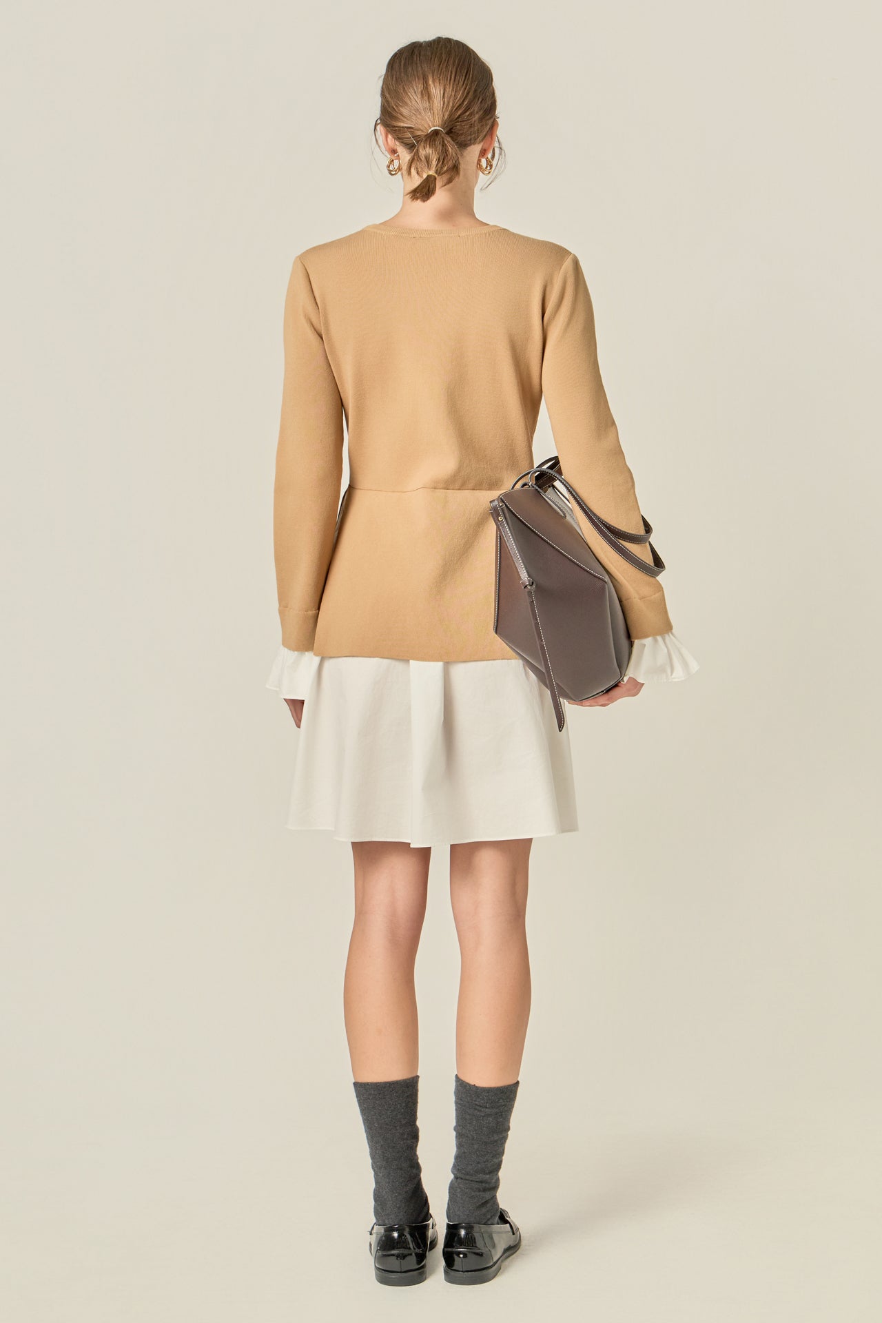English Factory - Poplin Combo Knit Dress White / S English Factory - Poplin Combo Knit Dress White / S