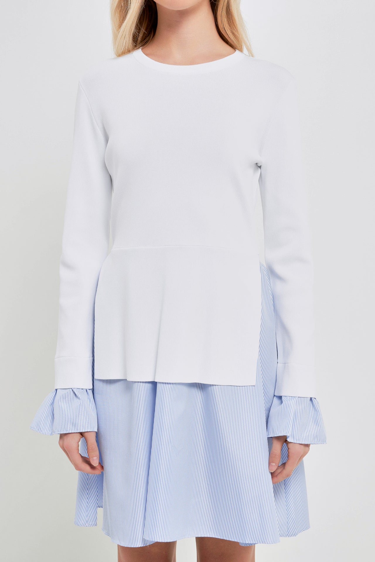 Poplin Combo Knit Dress English Factory