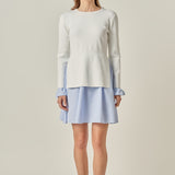 Poplin Combo Knit Mini Dress