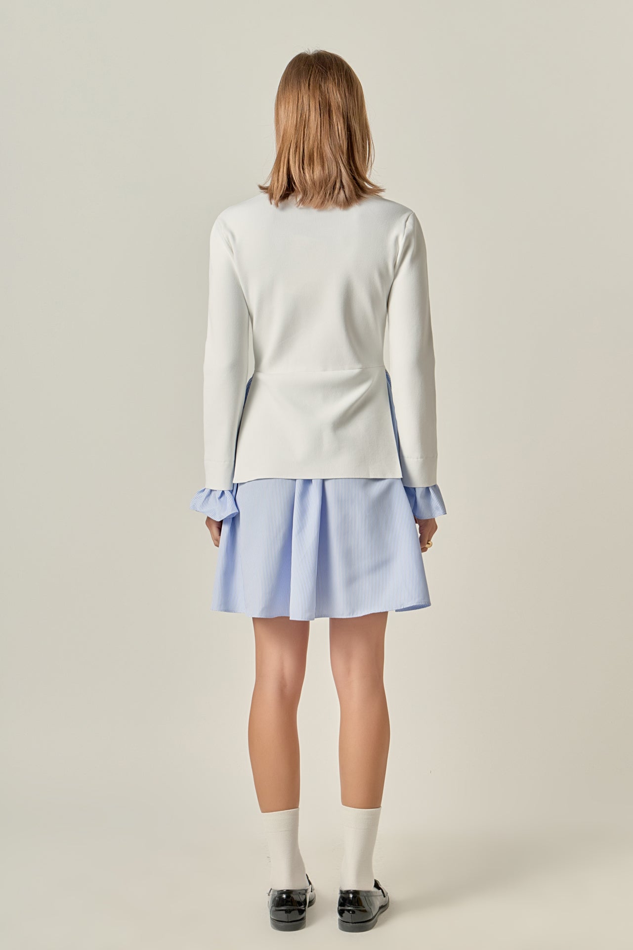 English Factory - Poplin Combo Knit Dress White / S English Factory - Poplin Combo Knit Dress White / S