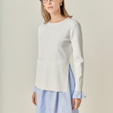Poplin Combo Knit Mini Dress