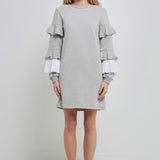 COMBO PLEAT SWEATER DRESS