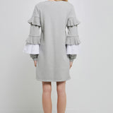 COMBO PLEAT SWEATER DRESS