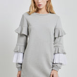 COMBO PLEAT SWEATER DRESS