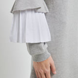 COMBO PLEAT SWEATER DRESS