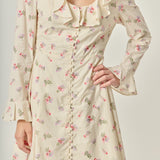 Floral Ruffled Neck Mini Dress