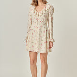 Floral Ruffled Neck Mini Dress