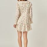 Floral Ruffled Neck Mini Dress