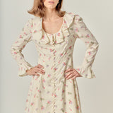 Floral Ruffled Neck Mini Dress