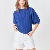 Round-neck Short Sleeve Knit Sweater