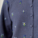 Beads Floral Round Neck Cardigan