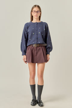 Beads Floral Round Neck Cardigan
