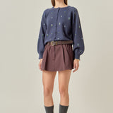 Beads Floral Round Neck Cardigan