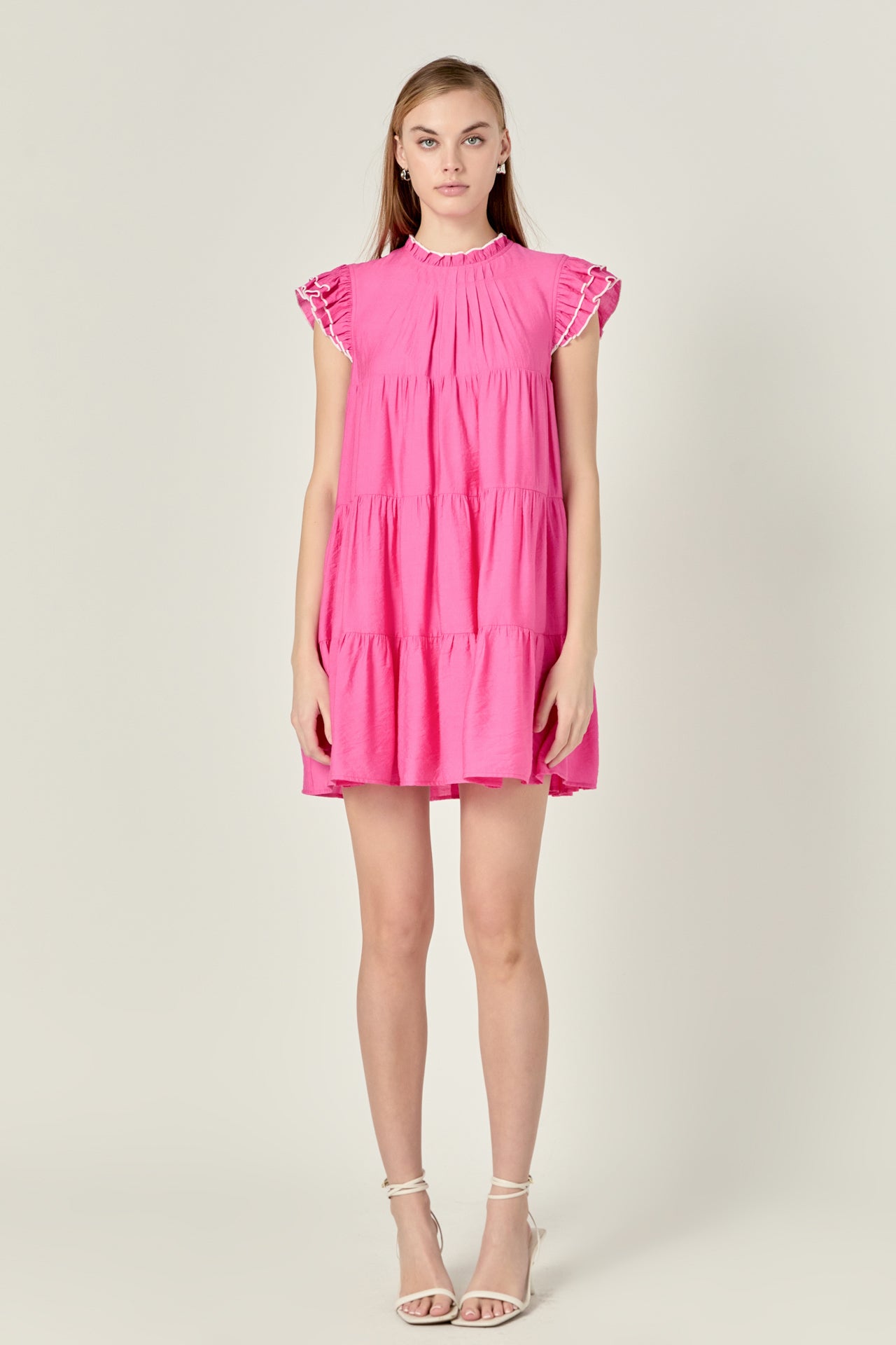 English Factory - Contrast Merrow Babydoll Dress PINK / L English Factory - Contrast Merrow Babydoll Dress PINK / L