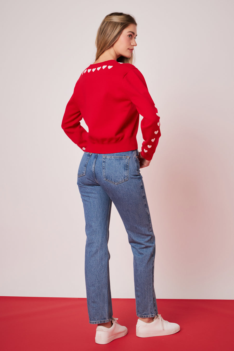Knit Contrast Color High Neck Cardigan