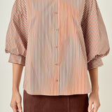 Striped Balloon Sleeve Shirt