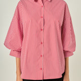 Striped Balloon Sleeve Shirt