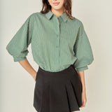 Striped Balloon Sleeve Shirt