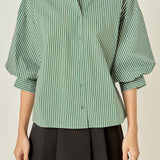 Striped Balloon Sleeve Shirt