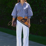 Striped Balloon Sleeve Shirt