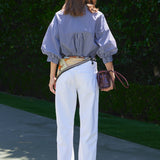 Striped Balloon Sleeve Shirt