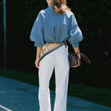 Striped Balloon Sleeve Shirt