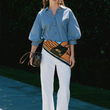 Striped Balloon Sleeve Shirt