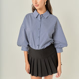 Striped Balloon Sleeve Shirt