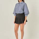 Striped Balloon Sleeve Shirt
