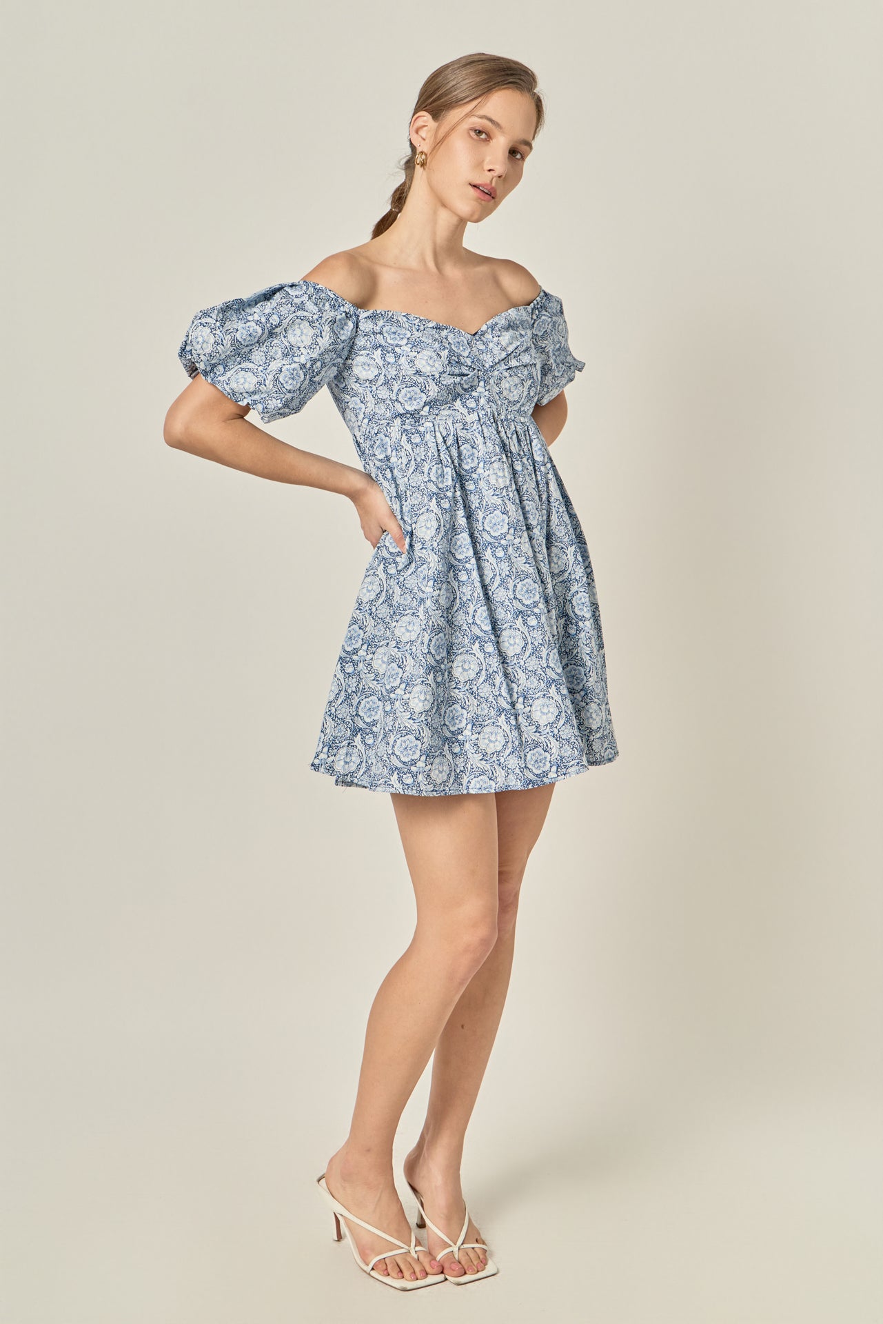 floral off shoulder mini dress Sweetest Blue Floral Mini Dress | Trendy Women's Dress
