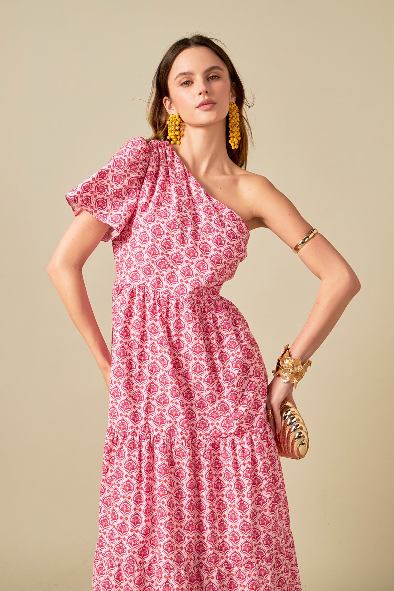 floral one shoulder maxi dress ARRANGE botanical embroidered one-shoulder in pink Kelly Blue MultiSize + Fit Floral One Shoulder Pearl Maxi