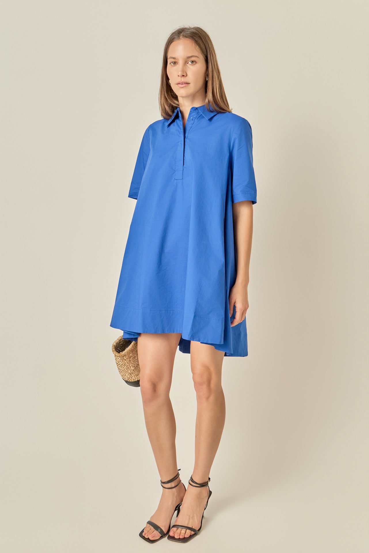 A-Line Short Sleeve Shirt Dress Butter Yellow / M A-Line Short Sleeve Shirt Dress Butter Yellow / M