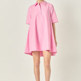 A-line Short Sleeve Shirt Dress